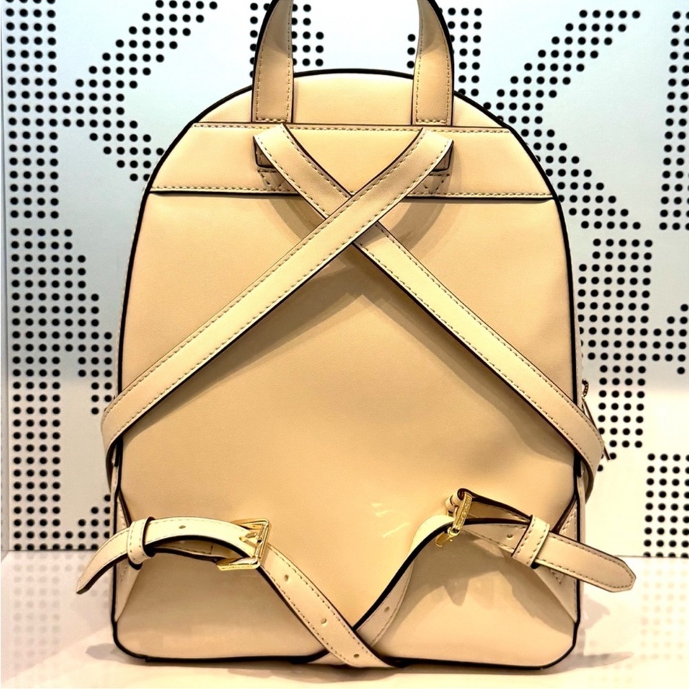 Michael Kors Jaycee Medium Pebbled Leather Backpack Light Cream Multi - Picture 5 of 9
